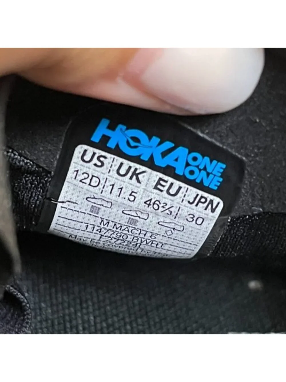Hoka One One Mach 6 Mens Size 12 Black White Athletic Running Shoes Sneakers